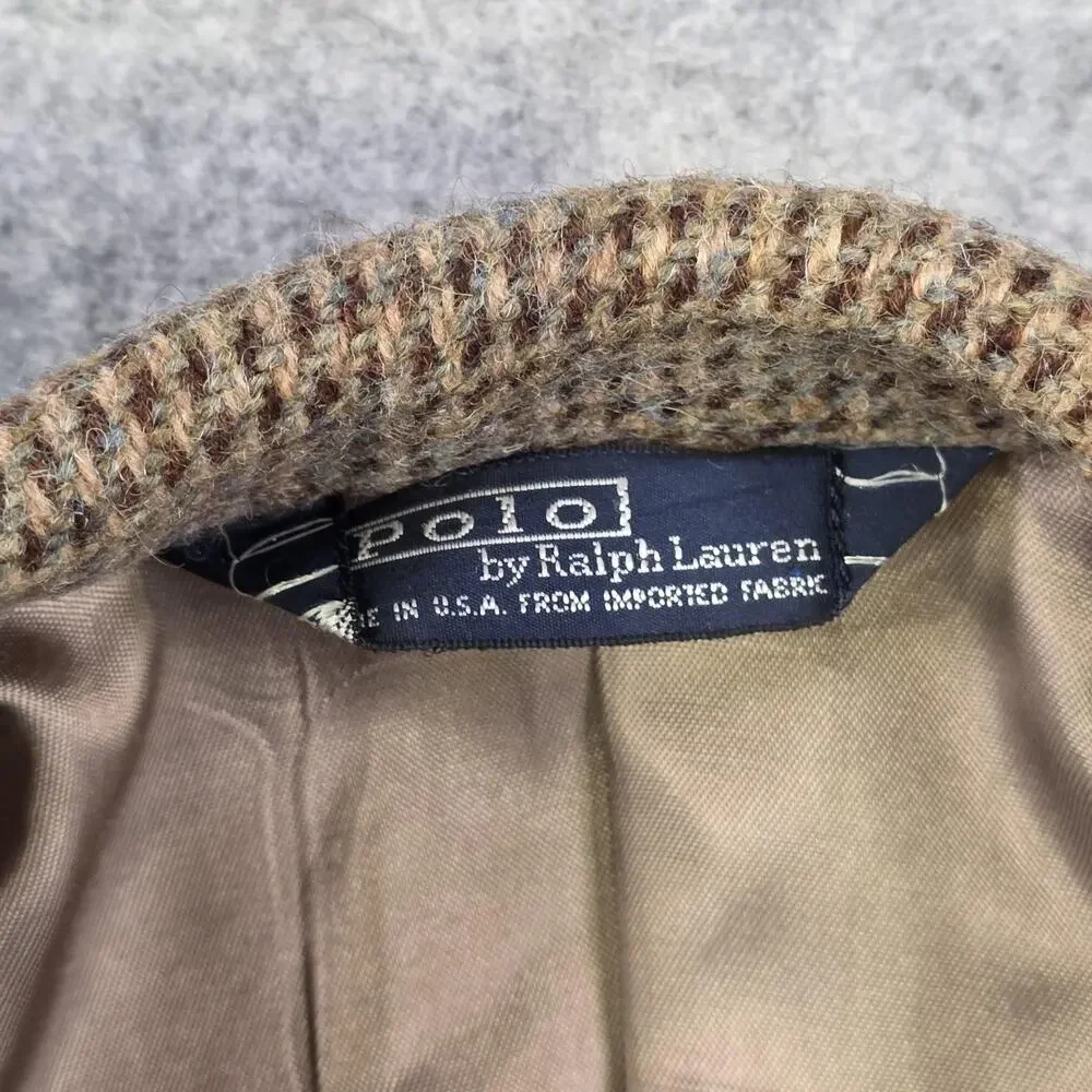 Vintage Polo Ralph Lauren Blazer‎ Sport Coat Mens 41 Brown Tweed Check USA 80s